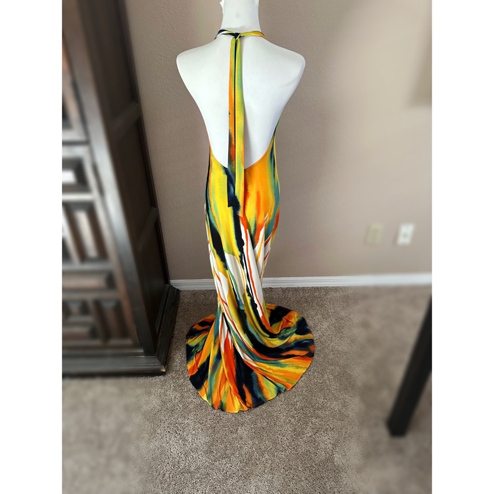 Backless waterfall maxi dress